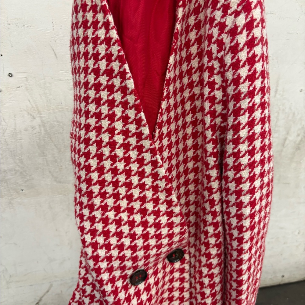 Zara Red and White Houndstooth Jacket